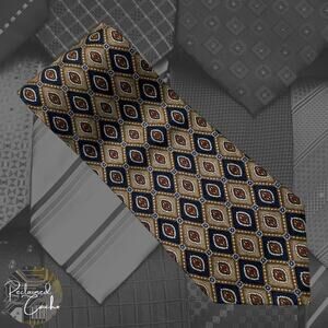 Blue and Gold Alternating Diamond Tie